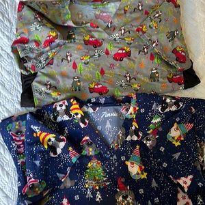 Used 1 time holiday scrub tops